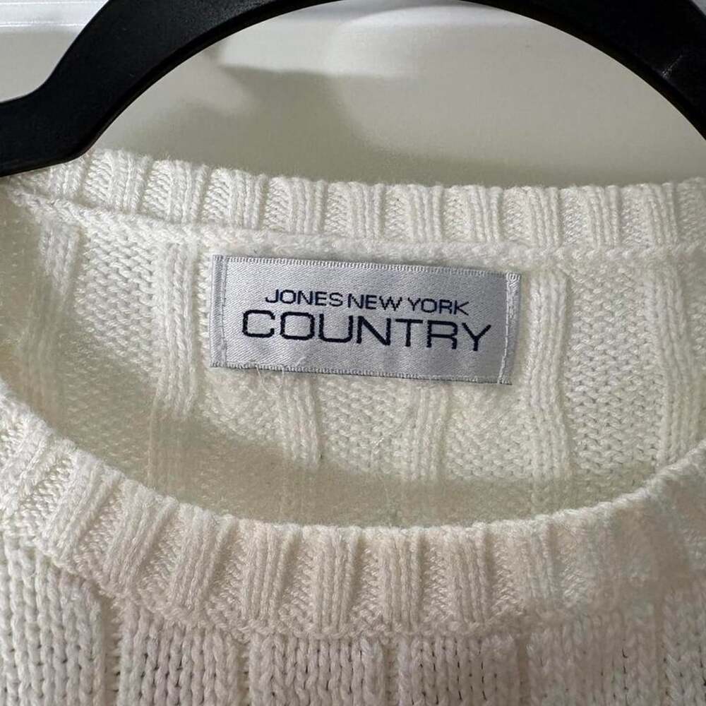 Jones New York Country White Cable Knit Sweater